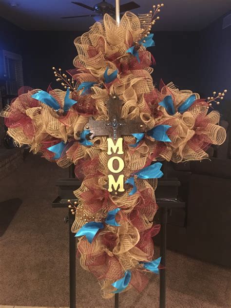 Deco Mesh Cross Wreath