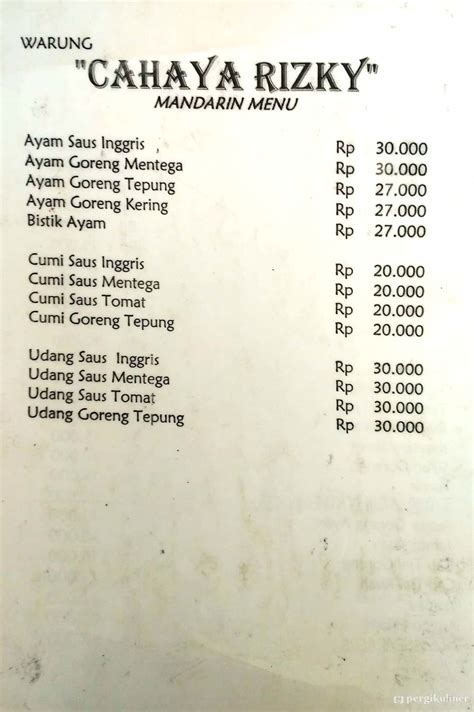 Selalu Diperbarui Menu Warung Cahaya Rizky Wonokromo Surabaya