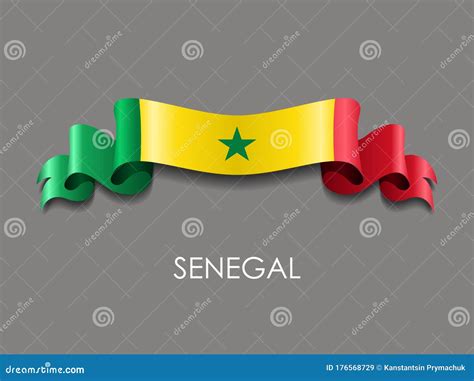 Senegalese Flag Wavy Ribbon Background Vector Illustration Stock