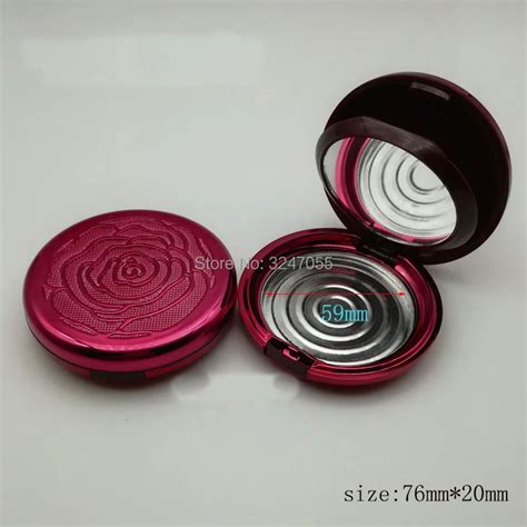 D76h20mm Empty Round Red Cosmetic Powder Compact Case Diy High End