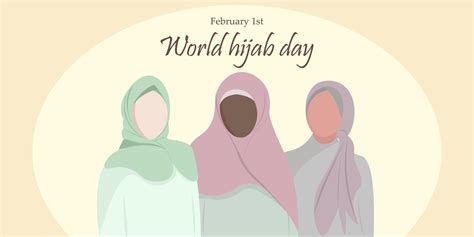 February 1world Hijab Day Vector Illustration For Greeting Card