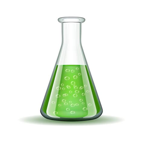 Premium Vector Chemical Laboratory Transparent Flask With Green Liquid