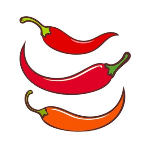 Cartoon Red Hot Chili Pepper Icon Set Closeup Vector Image