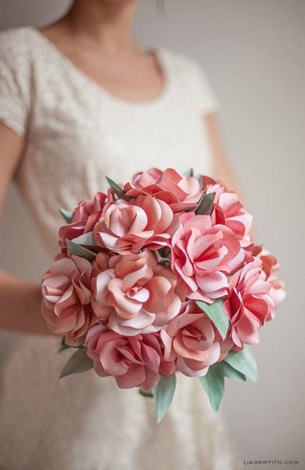 Diy Paper Rose Wedding Bouquet Lia Griffith Diy Weddings