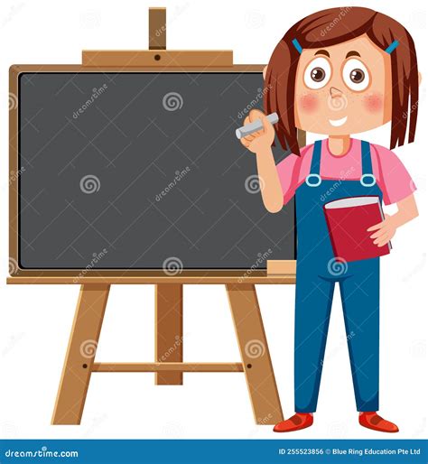 A Girl With Chalkboard Stock Vector Illustration Of Woman 255523856