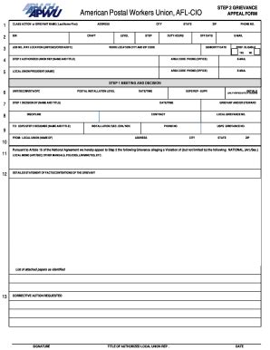 Apwu Grievance Forms Fill Out And Sign Printable Pdf Template Signnow