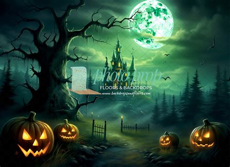 Halloween Haunted Castle Photography Backdrop, Haunted House, pumpkins ...