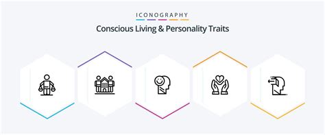 Concious Living And Personality Traits 25 Line Icon Pack Including