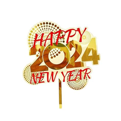 Happy New Year Acrylic Cake Topper New Year Theme Cake Party