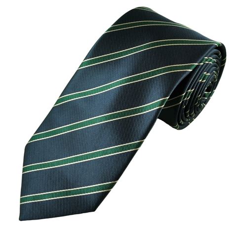 Navy Blue Bottle Green Ivory Striped Men S Tie From Ties Planet Uk