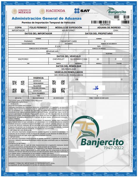 Temporary Vehicle Import Permit Example Bestmex Blog