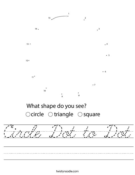 Circle Dot To Dot Worksheet Cursive Twisty Noodle