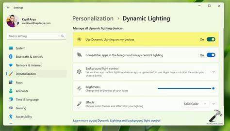 Enable or disable Dynamic Lighting on Windows 11