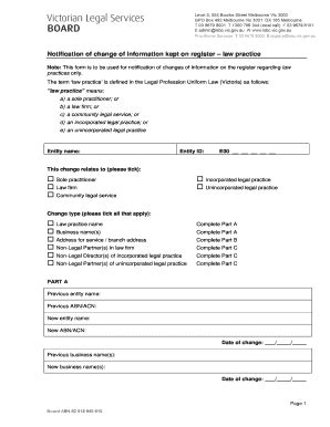 Fillable Online Lsbc Vic Gov Notification Of Change Of Information Kept