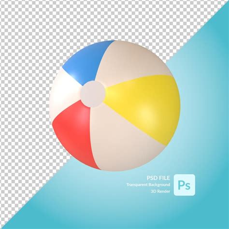 Renderização de ilustração 3d de bola de praia PSD Premium