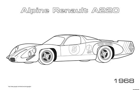 Coloriage Alpine Renault A220 1968 Dessin Voiture De Course à imprimer