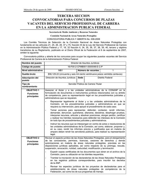 Tercera Seccion Convocatorias Para Concursos De Plazas Vacantes