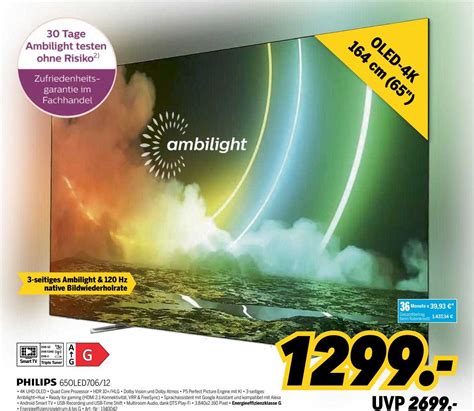 Philips 65oled706.12 Oled-4k Angebot bei MEDIMAX - 1Prospekte.de
