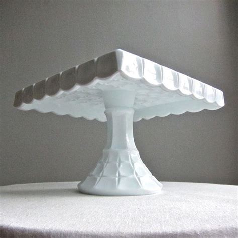 Beautiful Square Glass Cake Stand Square Cake Plate Milk Glass Cake