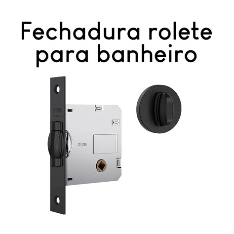 Fechadura Para Porta De Banheiro Rolete Pivotante Preto Stam FECH 1025