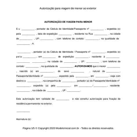 Autorizacao Para Menor Viajar Para Imprimir