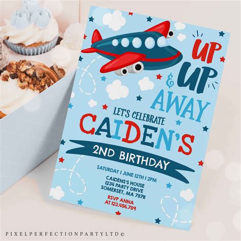 Editable Airplane Birthday Invitation Airplane Birthday Party Etsy México