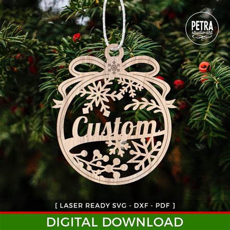 Christmas Ornament With Editable Laser Svg Files For Etsy