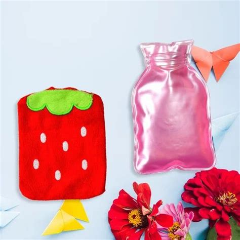 Strawberry Small Hot Water Bag With Cover For Pain Relief Neck