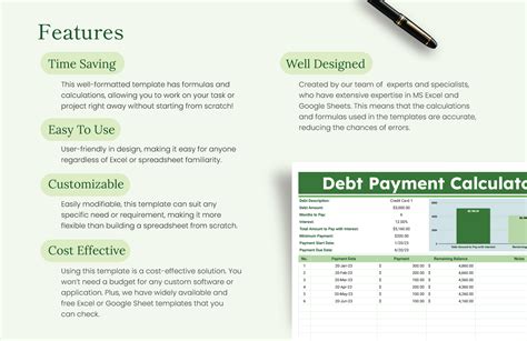 Debt Payment Calculator Template in Excel, Google Sheets - Download ...