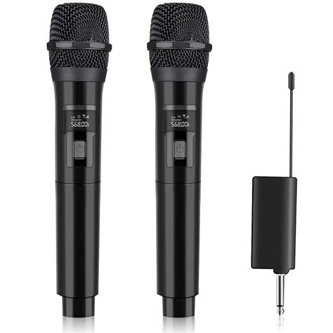 Buy Wireless Microphone, Dual Portable Handheld Dynamic Karaoke Mic ...