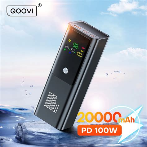 QOOVI PD 100W Power Bank 20000mAh External Battery Capacity Fast