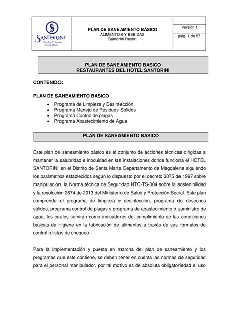 Doc Wa Plan De Saneamiento Basico Plan De Saneamiento