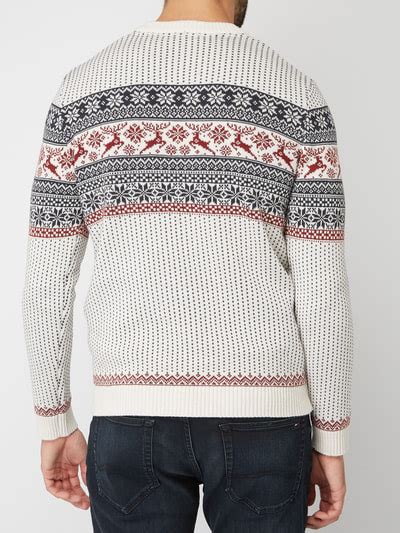 Selected Homme Pullover Mit Norweger Dessin Offwhite Online Kaufen