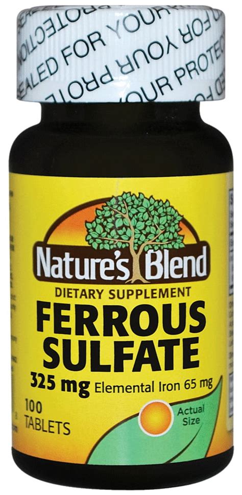 Nature S Blend Ferrous Sulfate 325 Mg With Elemental Iron 65 Mg