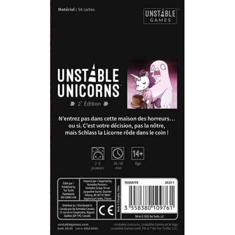 Unstable Unicorns Cauchemars Paquet d extension Jeux de société