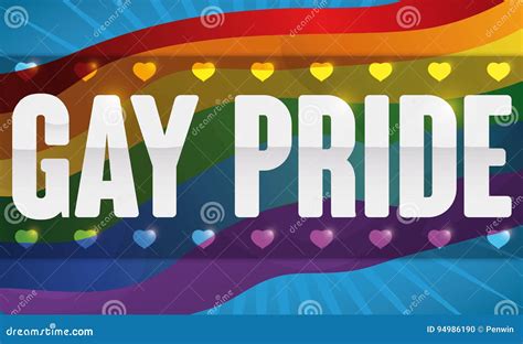 Waving Rainbow Flag For Gay Pride Event Vector Illustration Stock Vector Illustration Of