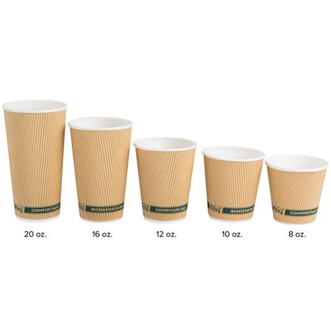 EcoChoice 12 Oz Sleeveless Kraft Compostable And Biodegradable Paper Hot Cup 25 Pack