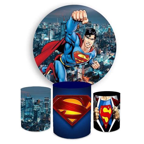 Kit Capa Painel Trio Cilindros Superman Loja Bibi Painéis