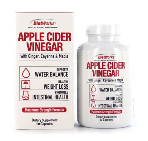 Dietworks Apple Cider Vinegar Capsules With Ginger Cayenne And Maple Maximum Strength Water