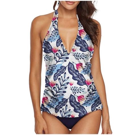 Maillot De Bain Bikini Imprimé Fleurs Deux Pièces Femme Peau LKM WHL Bluerened