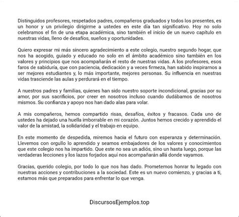 Discurso De Agradecimiento Al Colegio