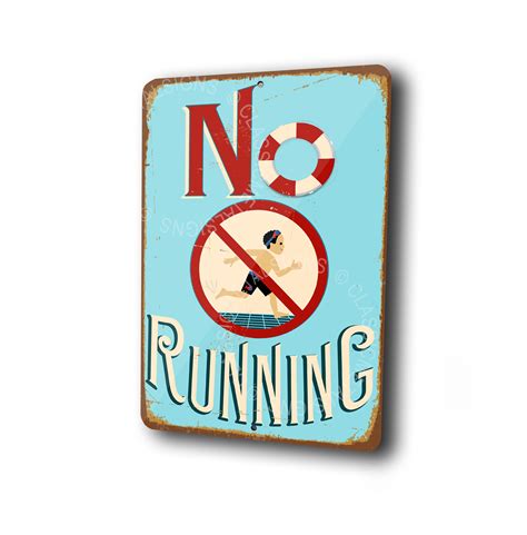 No Running Pool Sign | Swimming Pool Decor | Pool Signs | No Running