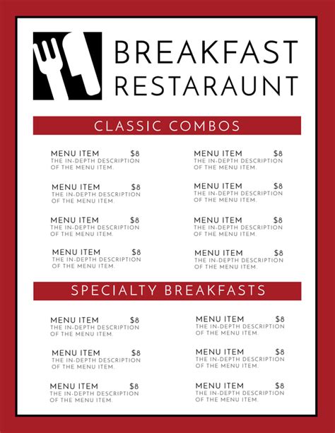 Restaurant Breakfast Menu Template Mycreativeshop