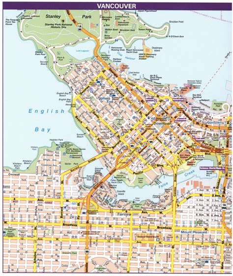 Map Vancouver British Columbia Canada.Vancouver city map with highways ...