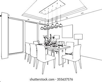 2,496 Line Drawing Dining Room Images, Stock Photos & Vectors ...