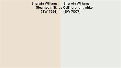 Sherwin Williams Steamed Milk Vs Ceiling Bright White Side By Side Comparison