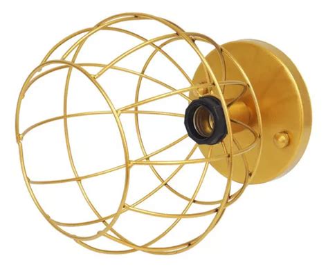 Lustre Plafon Lâmpada Led Industrial Aramado Globo Retrô Cor Dourado