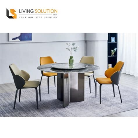 Joa Round Sintered Stone Dining Table - Living Solution Pte Ltd 