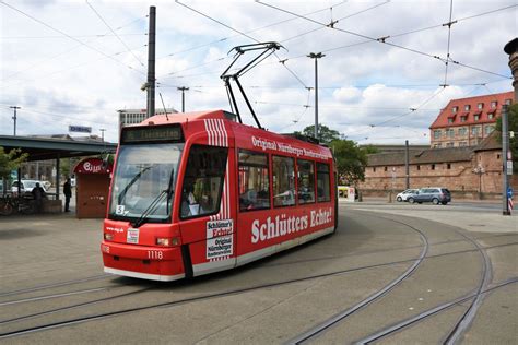 Nürnberger Verkehrs AG Adtranz GT8N Wagen 1118 am 24 06 18 in Nürnberg