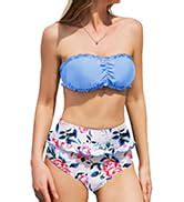 Amazon MOLYBELL Womens Two Piece High Waisted Bikini Set Off Shoulder Elastic Swimwear